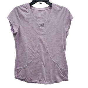 Danskin Women's Purple Burnout Laser Print Mandala SS Yoga Athletic Tee Size‎ L